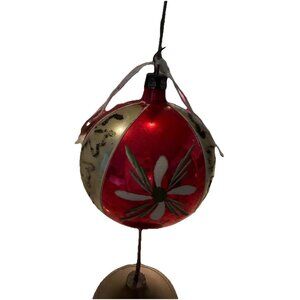 VTG Hand-painted Mercury Glass Christmas Ornament Round Fantasia Poland 1950s